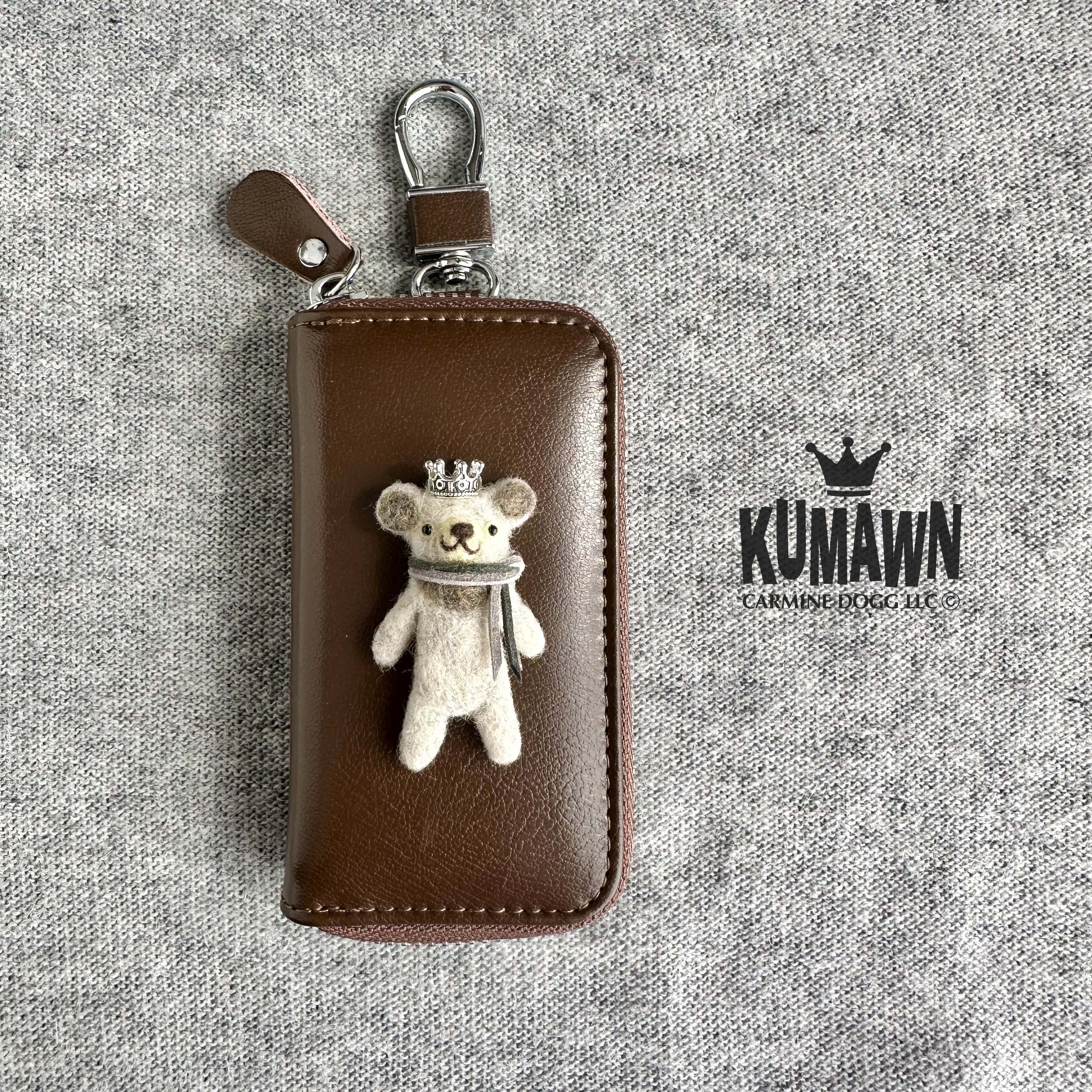 『KUMAWN/クマウン』カードポケット2個付き 便利なキーケース・牛革・多機能・スマートキー《チョコレート》