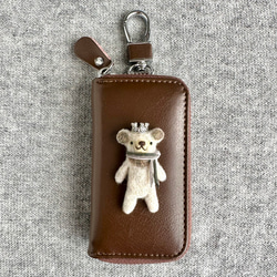 『KUMAWN/クマウン』カードポケット2個付き 便利なキーケース・牛革・多機能・スマートキー《チョコレート》 9枚目の画像
