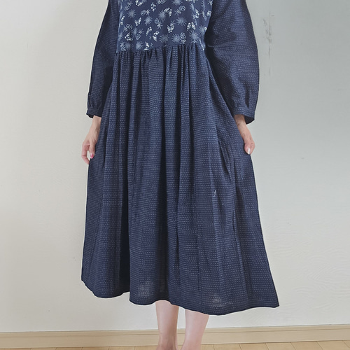 着物リメイク 手作り 蚊絣と中型 ワンピース キュロット・ワイドパンツ