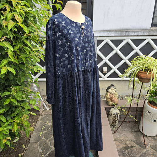 着物リメイク 手作り 蚊絣と中型 ワンピース キュロット・ワイドパンツ