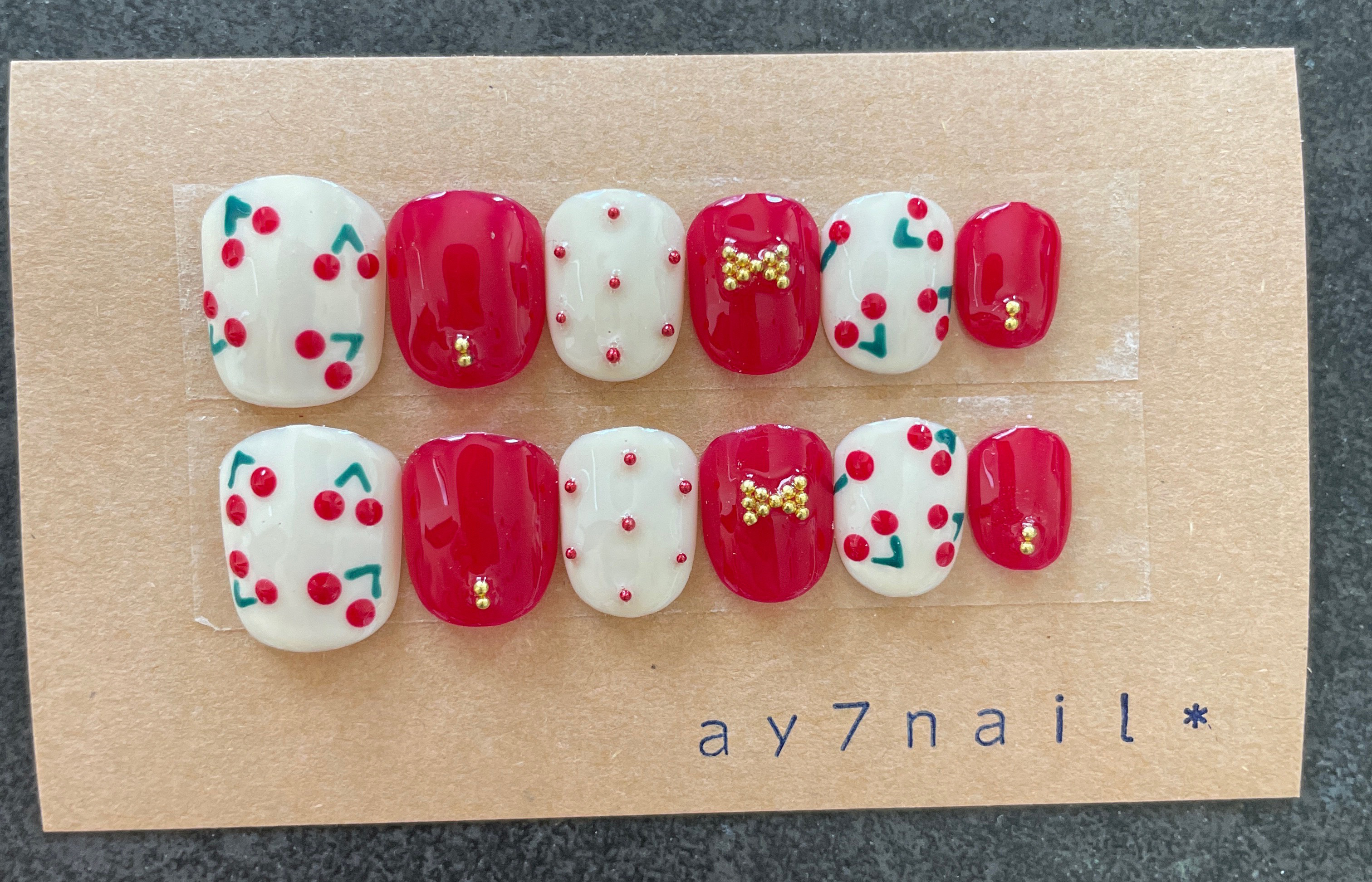 ネイルチップ オーダー さくらんぼ マグネット ガーリー フルーツ ニュアンス ネイルチップ オーダー さくらんぼ マグネット ガーリー フルーツ