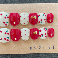 さくらんぼネイルチップ フルーツネイル ガーリーネイル