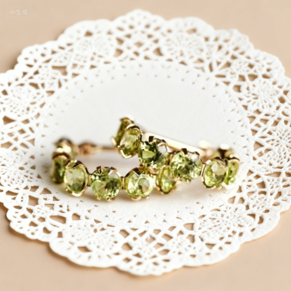 再販 多数!小さめ「ペリドット」花輪✨ピアス　 3枚目の画像