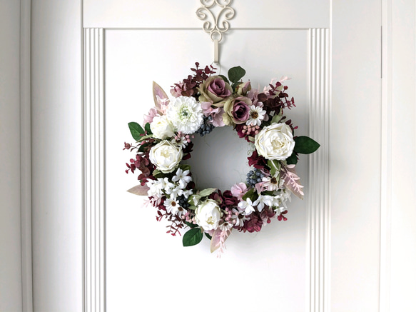 秋から飾れるシックだけど華やかなリース アートフラワー Akiko Kuga