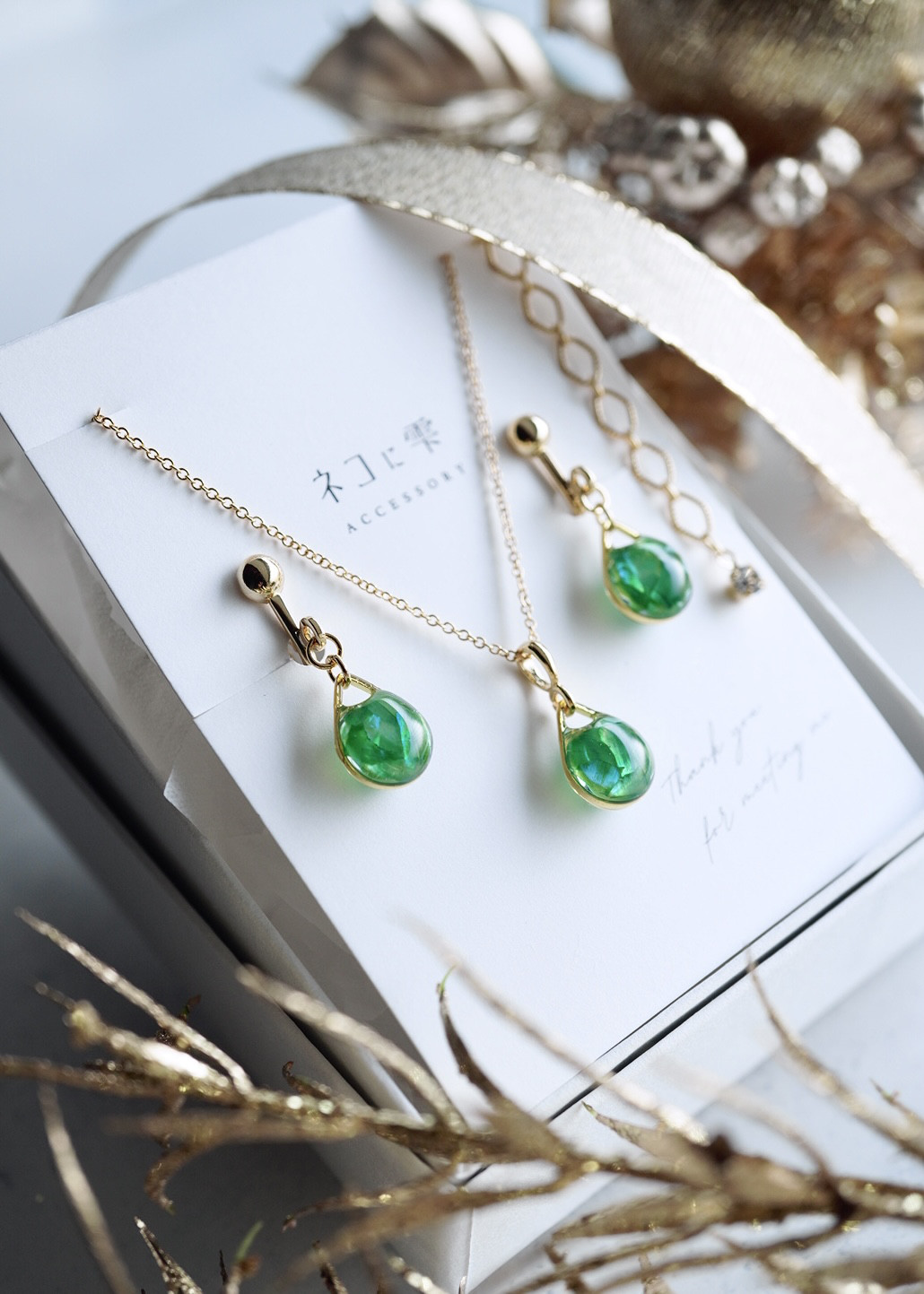 セット オパール ネックレスとイヤリング