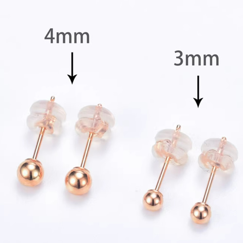K18（片耳）k18YG AU750 18k丸玉ピアス3mm 4mm 5mm 18k 丸玉 ボール