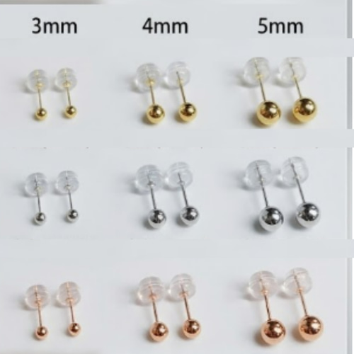 K18（片耳）k18YG AU750 18k丸玉ピアス3mm 4mm 5mm 18k 丸玉 ボール