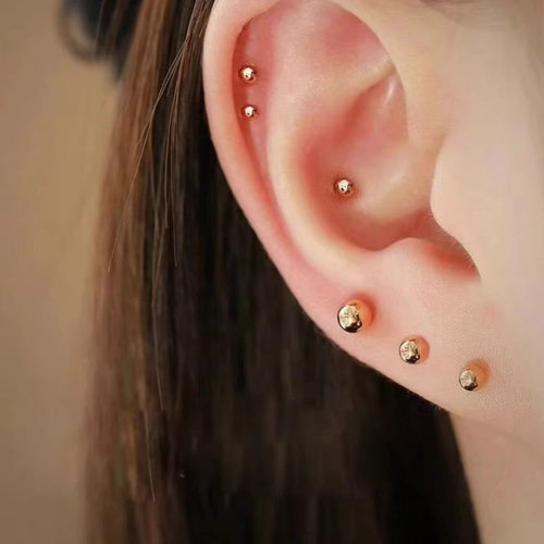 K18（片耳）k18YG AU750 18k丸玉ピアス3mm 4mm 5mm 18k 丸玉 ボール