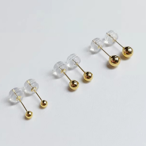 K18（片耳）k18YG AU750 18k丸玉ピアス3mm 4mm 5mm 18k 丸玉 ボール