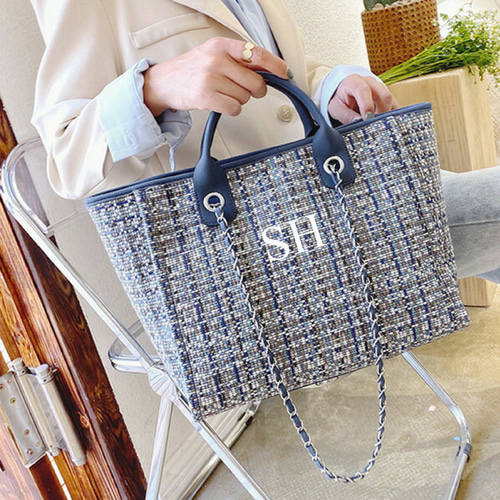 名入れ／ツイードトートバッグ／ショルダーバッグ／マザーズバッグ／名