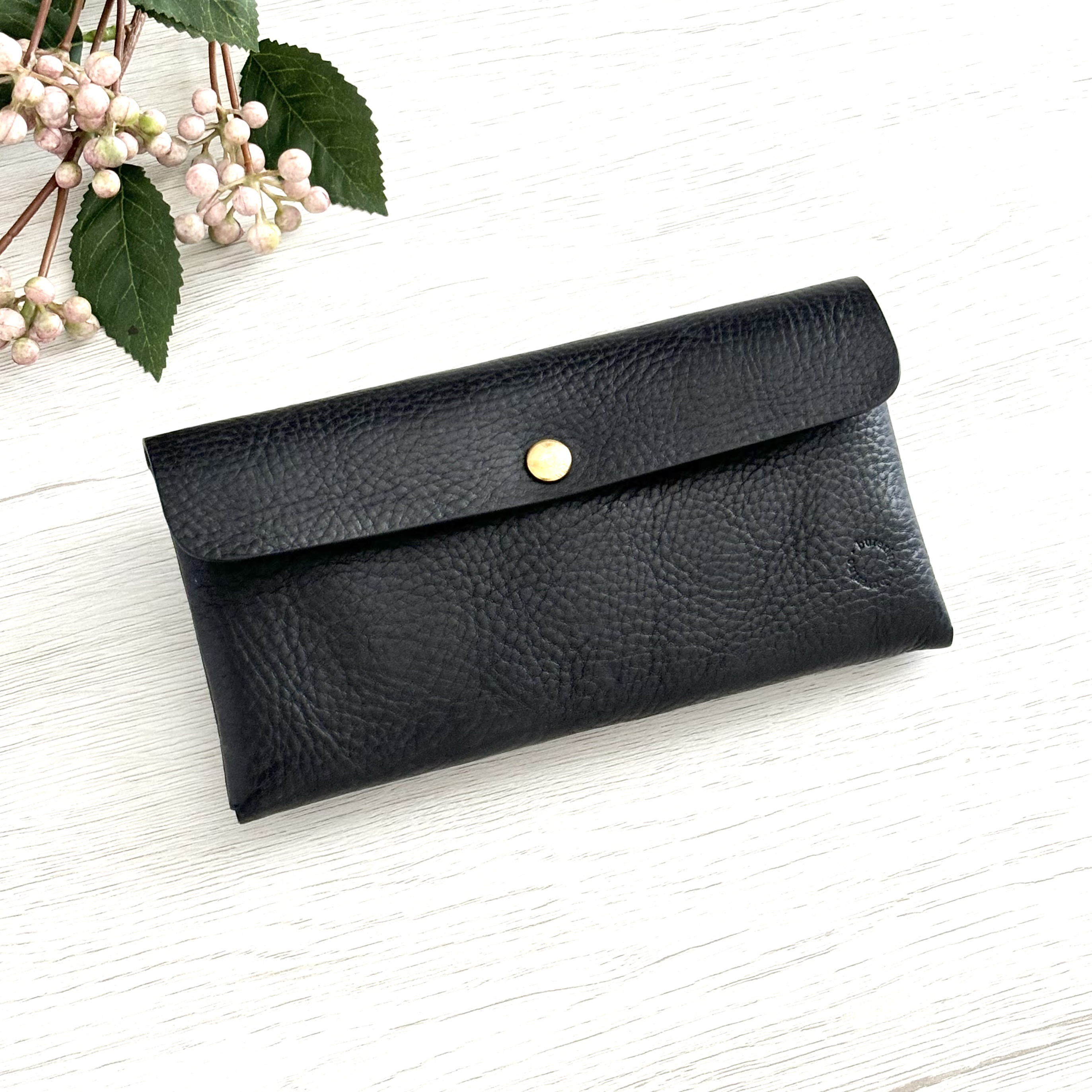 イタリアンレザーロングウォレット　ブラック（在庫品）