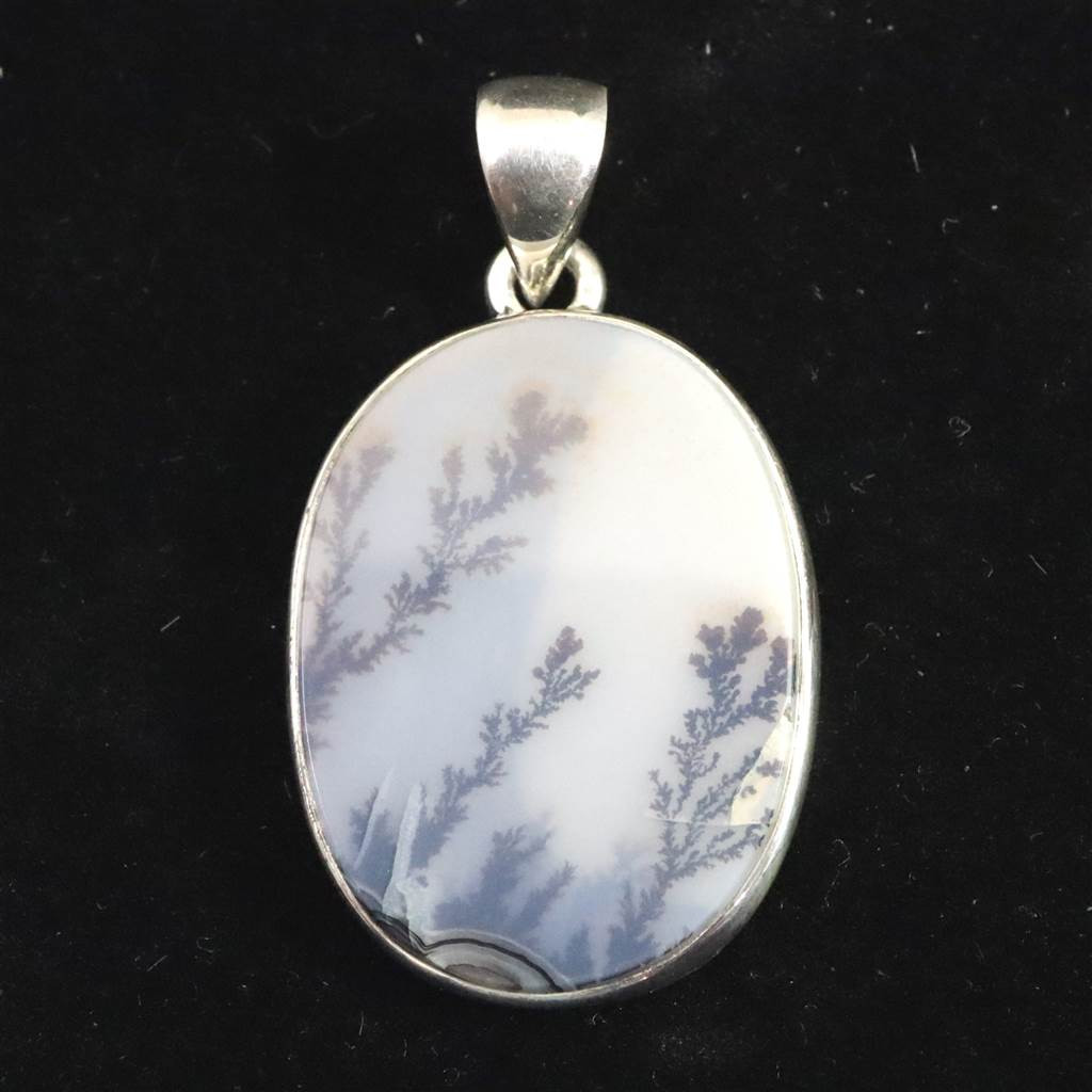 ロシア産 デンドライト アゲート 25mmオーバル ペンダント 4.5g #97021