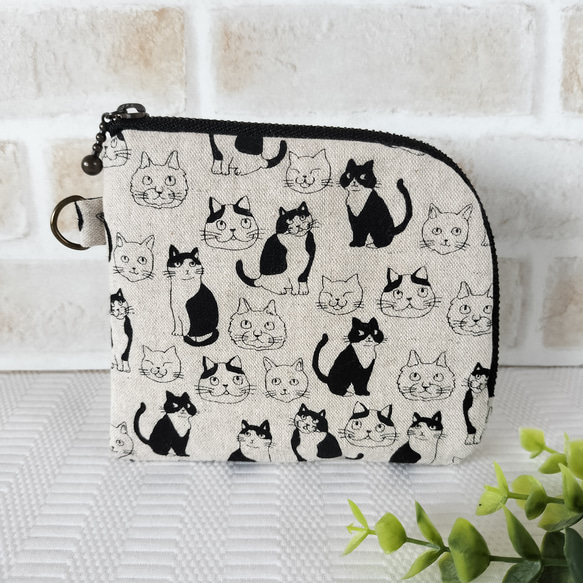 L字ファスナーポーチ コンパクト ミニ財布 小さな小物入れ 布ケース  