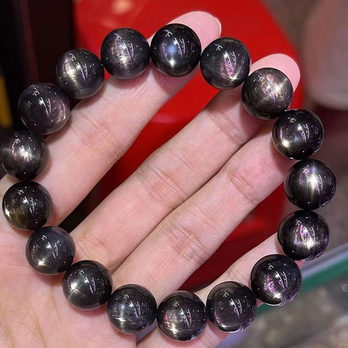 12mm 天然無処理 ブラックサンストーン ブレスレット 12mm 天然無処理 ブラックサンストーン ブレスレット