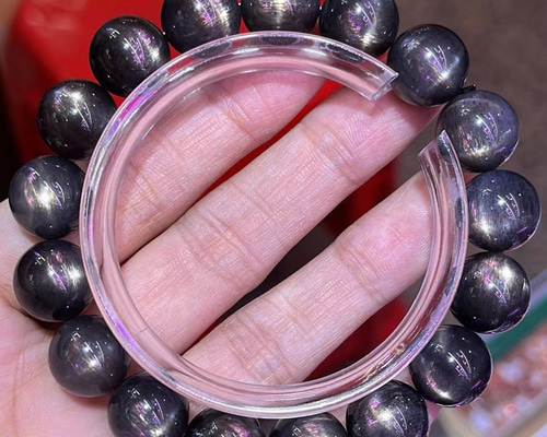 12mm 天然無処理 ブラックサンストーン ブレスレット ブレスレット 