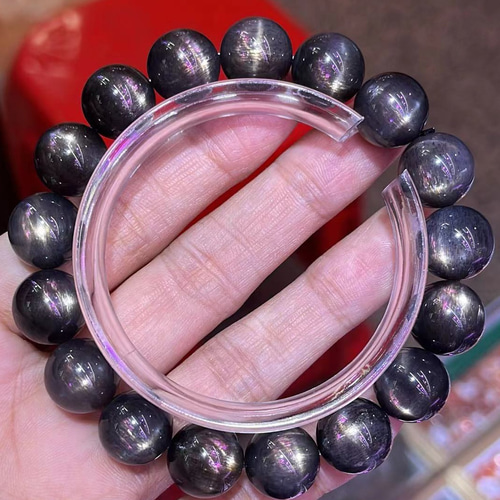 12mm 天然無処理　ブラックサンストーン ブレスレット 最高品質！ブラックサンストーン12mm｜ファインミネラル