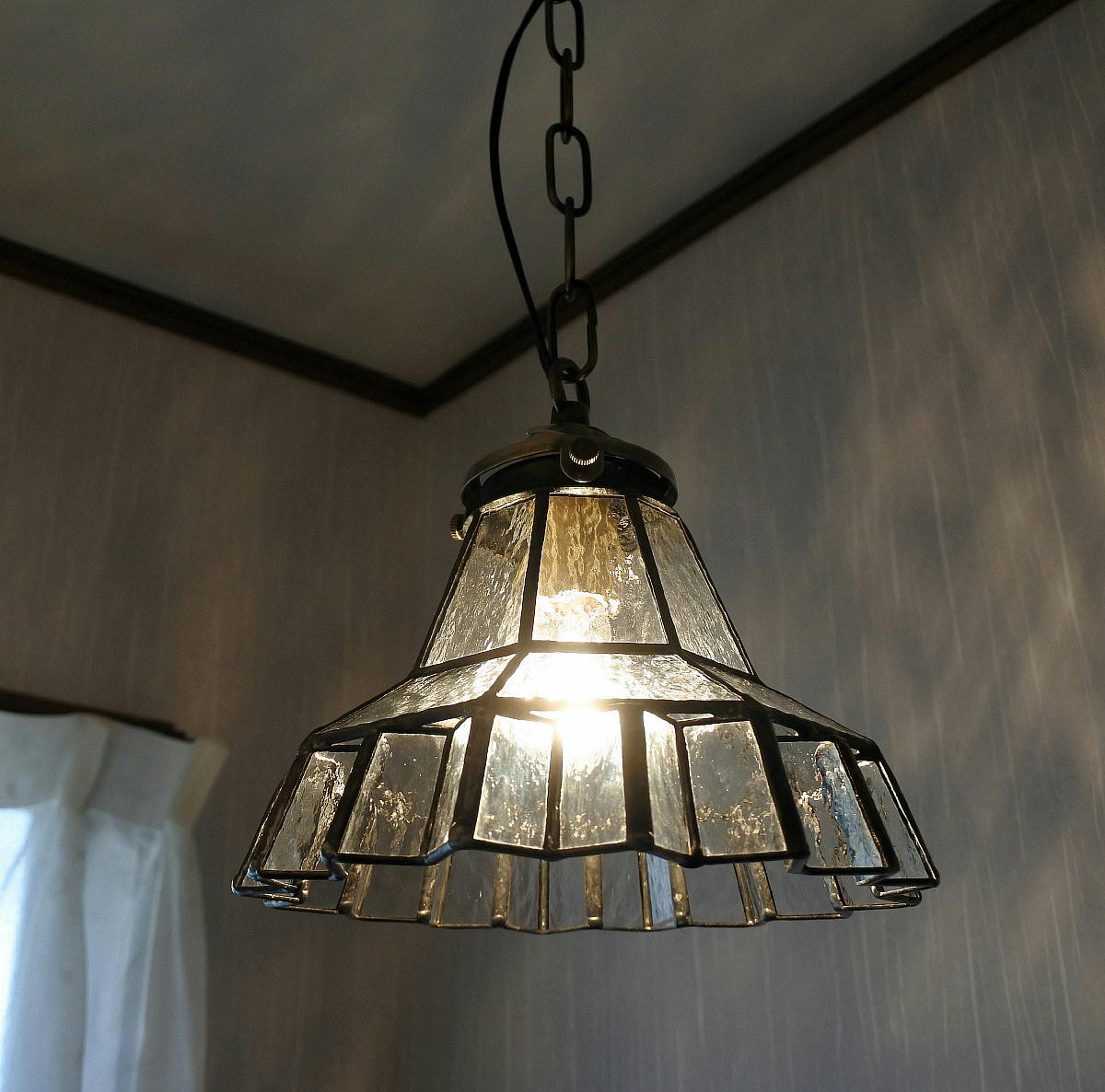 新作 氷の向日葵 小サイズ 昭和レトロ ひまわり ステンドグラス 照明 ランプ ペンダント