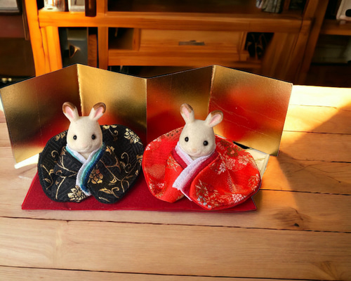 サテツ　ひな祭り着物　シルバニア ハンドメイド お内裏様。着物を作る工程を撮影したので紹介します。羽織の中は