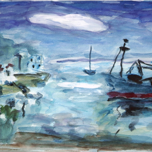 水彩画「浦賀港」 【公式通販】