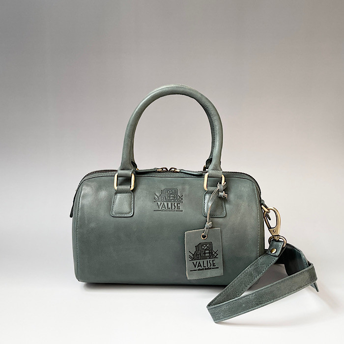 【数量限定】英国デザイン牛革かばんValiseミニボストン ケンブリッジブルー