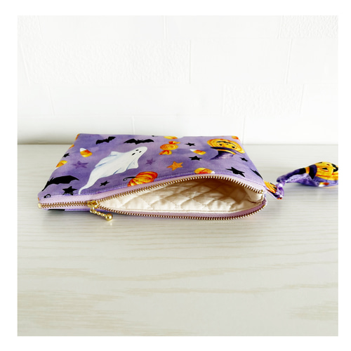 ハロウィン柄ポーチ【ジャックオーランタン付き】ファスナー・ポーチ