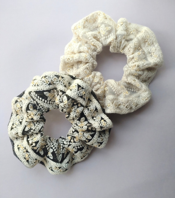 シュシュ インド刺繍リボン 大人上品アクセサリー シュシュ 涼 通販