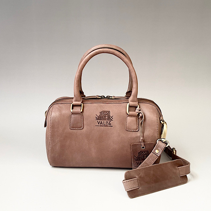 【数量限定】英国デザイン牛革かばんValiseミニボストン スモーキーグレイ