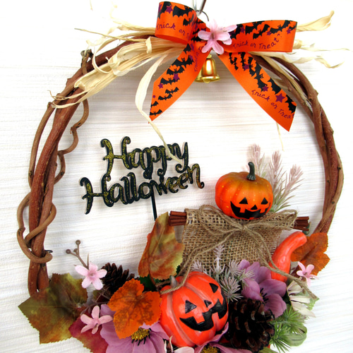 ハロウィンリース❣️あじさい‼️4点セット ハロウィンリース飾り 大24-4 リース kisetukazari2 通販