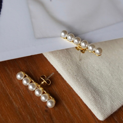 j38 パールバー パール6連 ゴールドピアス 金属アレルギー対応 ピアス