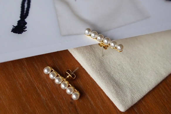 j38 パールバー パール6連 ゴールドピアス 金属アレルギー対応 ピアス