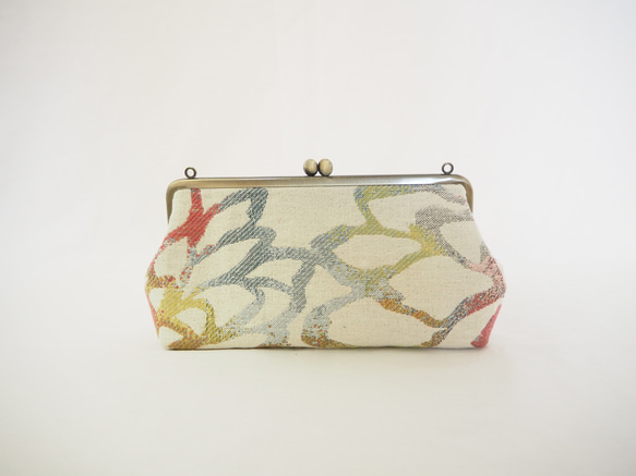 スマホも収納　がまぐちお財布ポーチ≪カラフルシェイプフラワー≫ 4枚目の画像