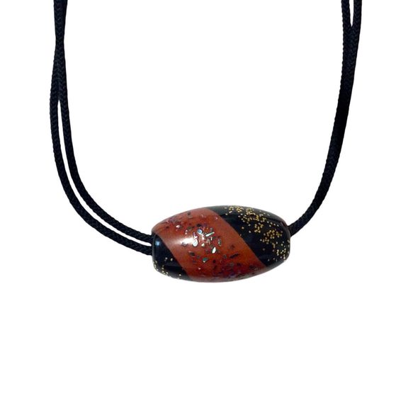 輪島塗 漆玉 ペンダントトップ［優華JAPAN ］黒塗 銀河蒔絵