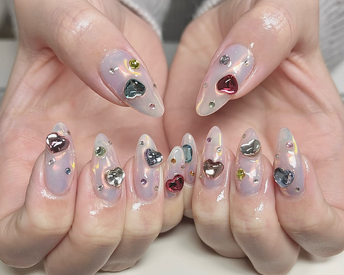 ネイルチップ ワンホン 韓国 推し ツイード フレンチ 埋めつくし ハート 3b26cf5185ae0bf7e3c6012b144b96