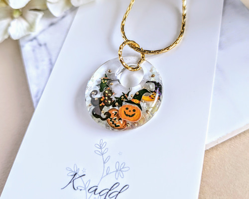 1307】レジンハロウィンネックレスペンダントハンドメイド