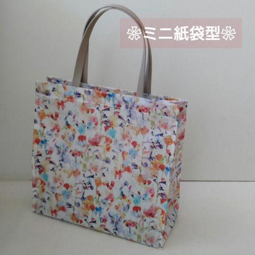 リバティ 〉ラミネート・ミニ紙袋型トートバッグ トートバッグ