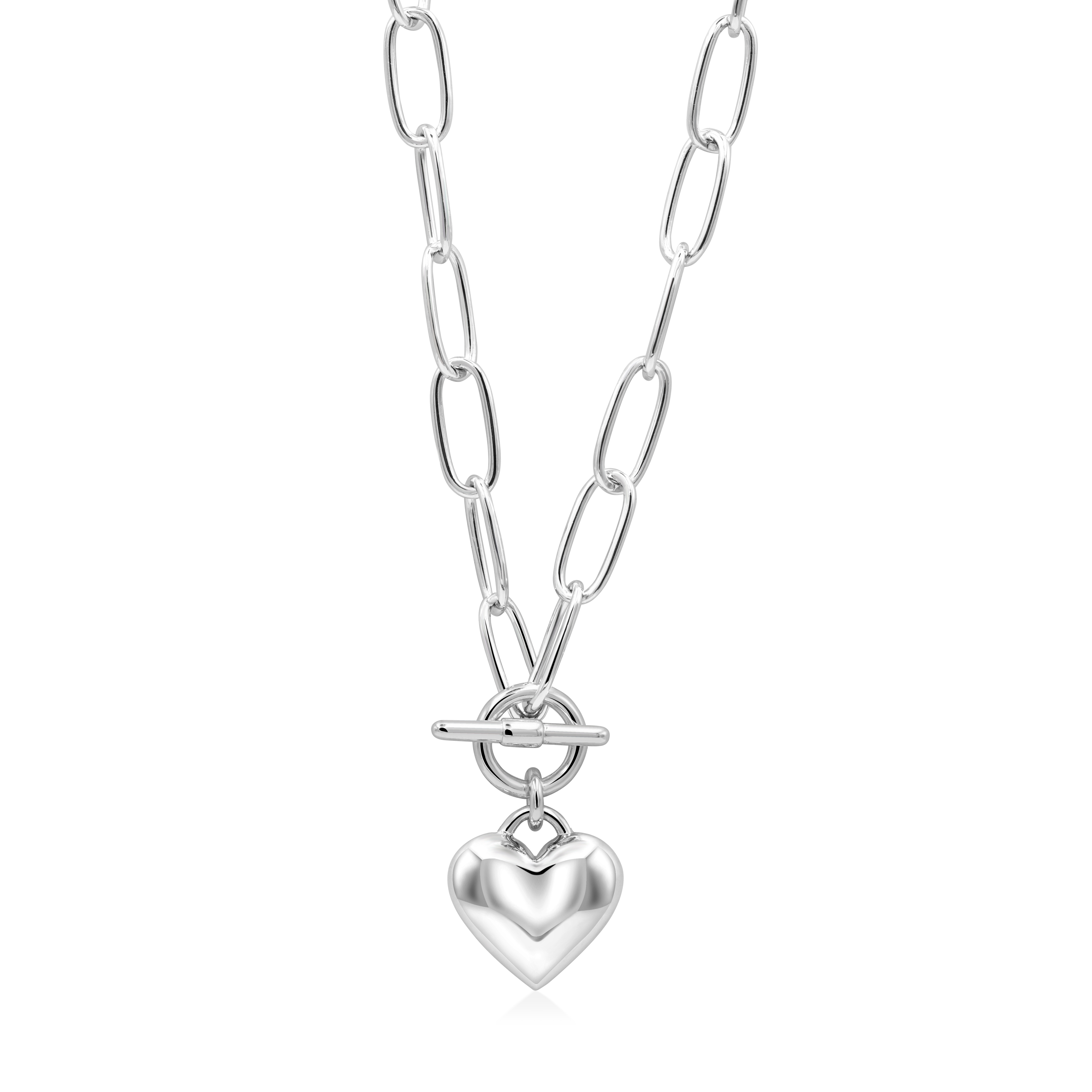 ハートチャームミラーノチェーンネックレス S69H24824-W（4週間発送）