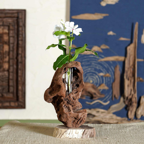 流木手作り花器 流岸木 天然木 一品物