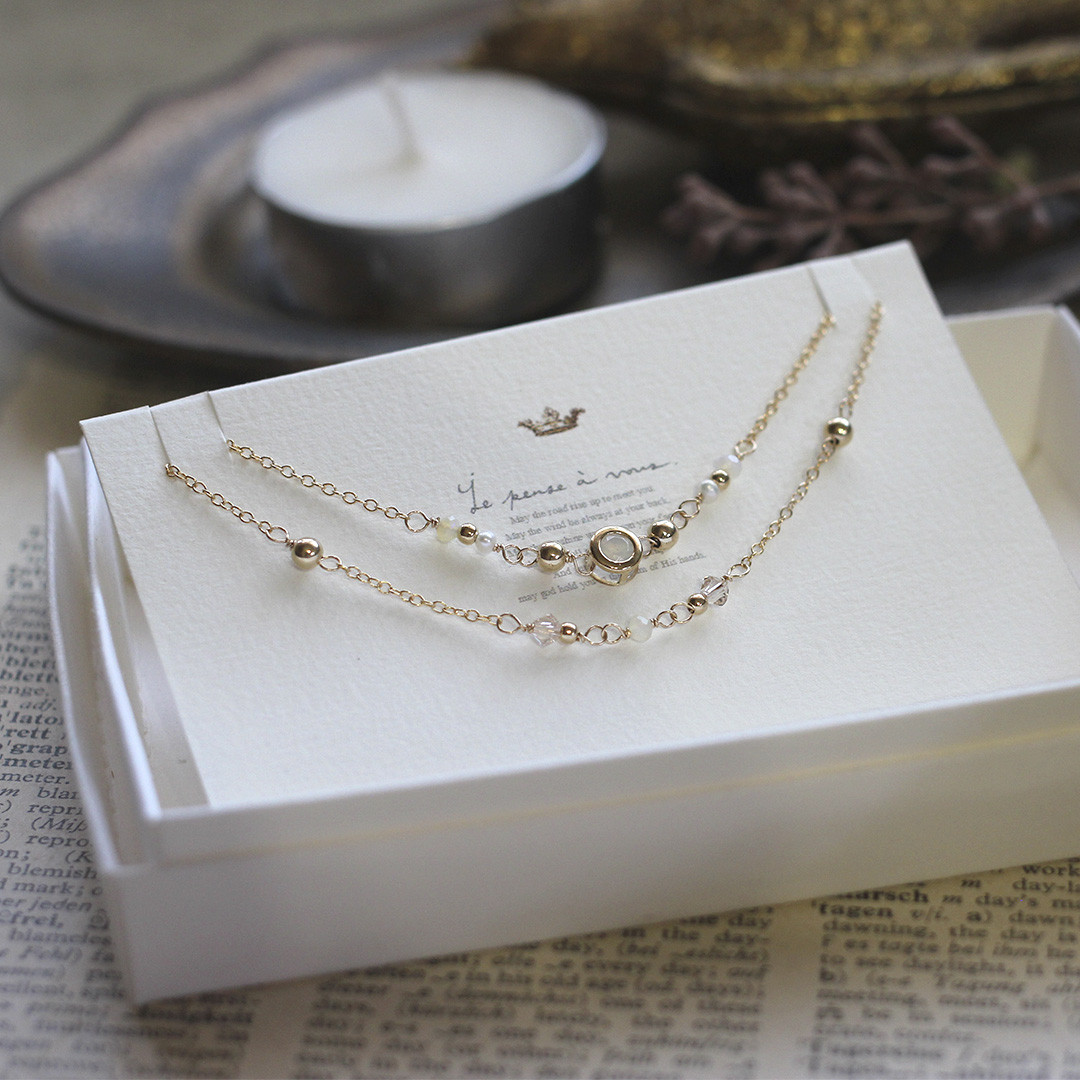 オパール/10月誕生石/Candy charm 14KGF 2連Bracelet