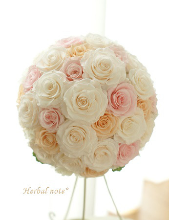 【受注制作＊ブーケ】PB-098｜プリザーブドフラワー｜ラウンドブーケ　ホワイトピンク　結婚式　披露宴