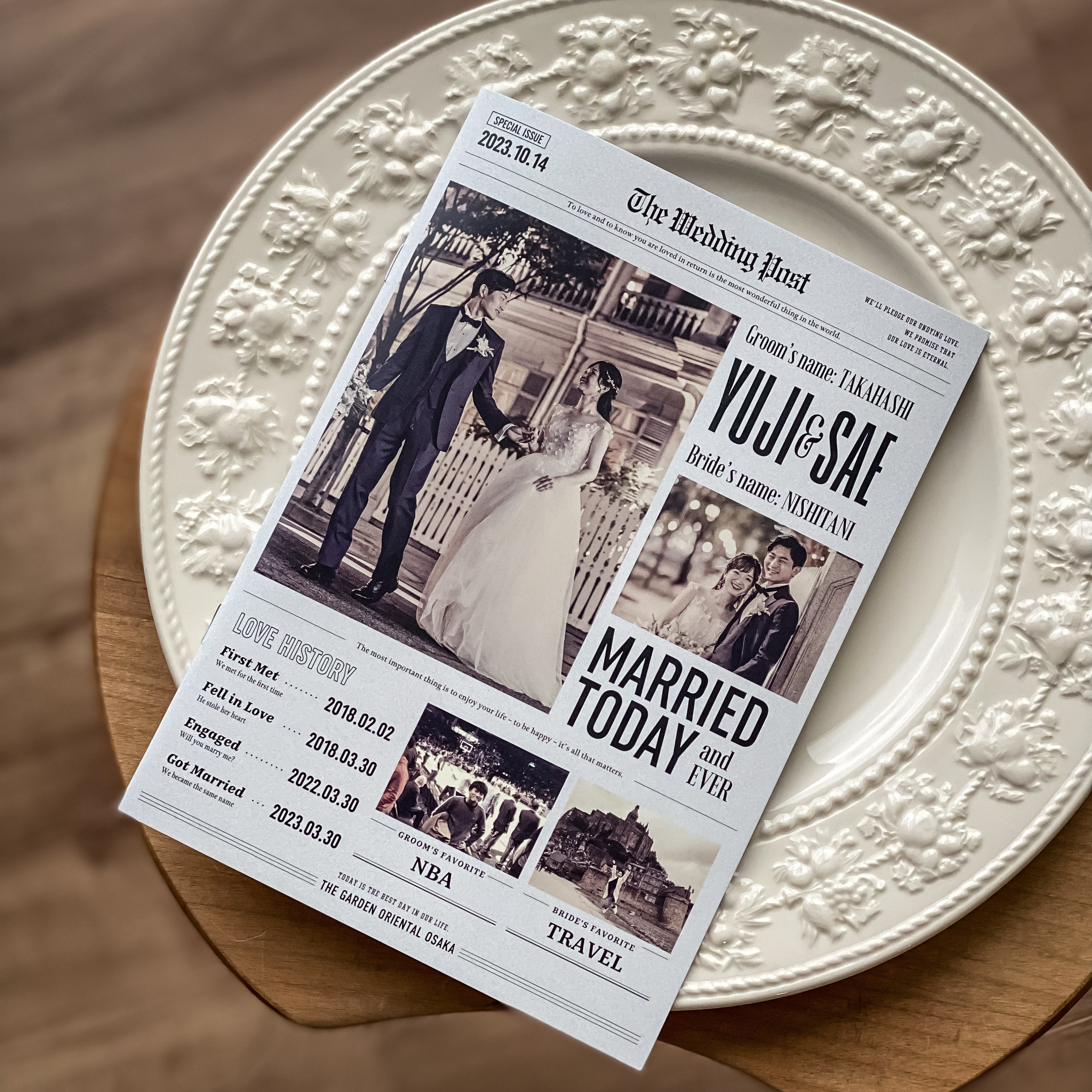 ブライダル新聞　席次表入りプロフィールブック［ The Wedding Post ｜ 8P 中綴じ冊子 ］