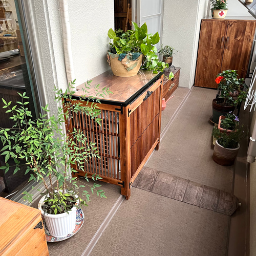 室外機カバー(木製) 和モダン・Sサイズ仕様 ／塗装色・ナチュラル