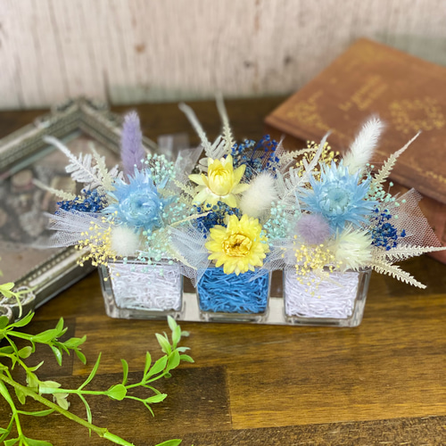 ♡ぷりんページ♡ドライフラワーブーケ❀プレゼント♡ ドライフラワーブーケ Blue &white ブーケ Flower largo 通販