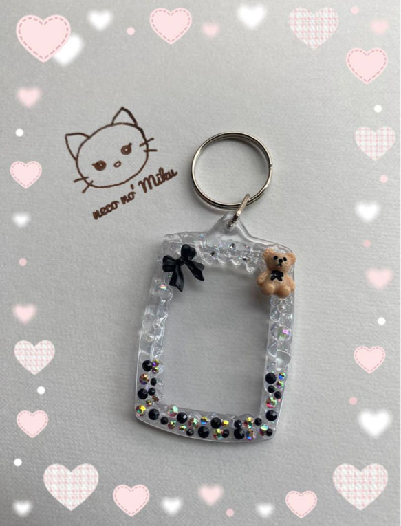 フォトインキーホルダー　円形　推し活　ブルー　ホイップデコ　キーホルダー フォトインキーホルダー円形推し活ブルーホイップデコキーホルダー