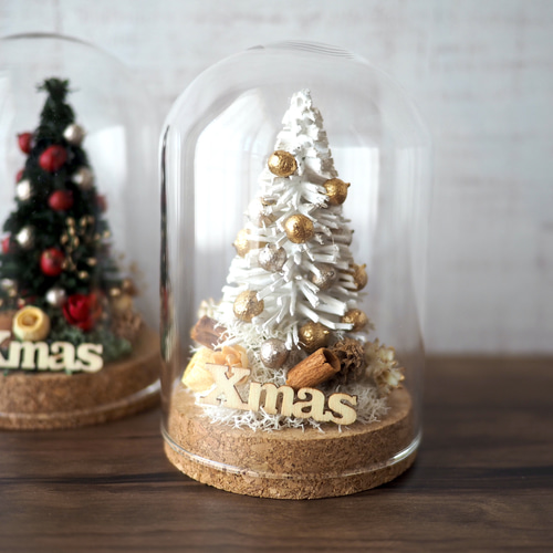 グリーン在庫なし ガラスボトルの中のクリスマスツリー プリザーブド 