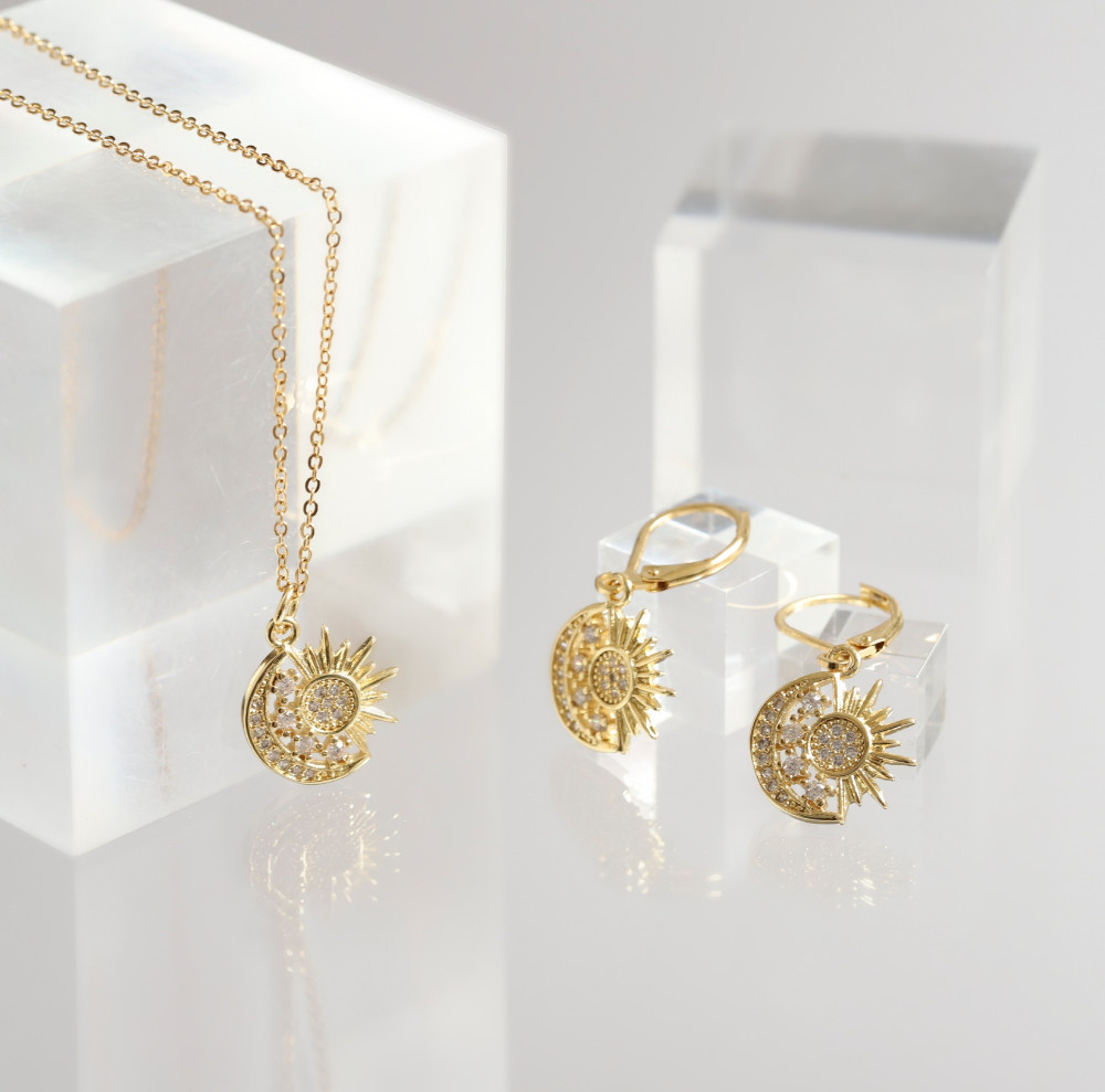 【福袋2026】『太陽*月*星』モチーフピアス&ネックレスセット【ステンレス/14kgf】アレルギー対応◇MAY.K 5,767円