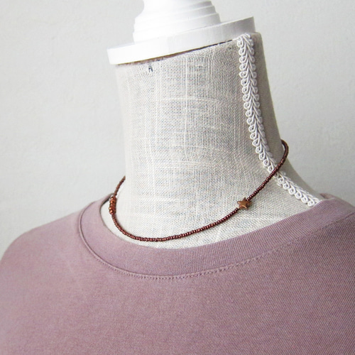 SCAPA ハンドメイド　ベルギー製　ビーズネックレス　ブラウン アンバー ブラウン チェコ ガラス ビーズ ネックレス 茶色 ブラウン