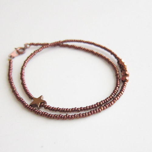 SCAPA ハンドメイド　ベルギー製　ビーズネックレス　ブラウン パールの編み込み ネックレス ブラウン 茶 | iichi 日々の暮らしを