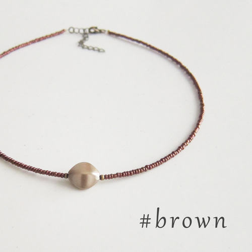 SCAPA ハンドメイド　ベルギー製　ビーズネックレス　ブラウン ブラウンビーズネックレス - メルカリ