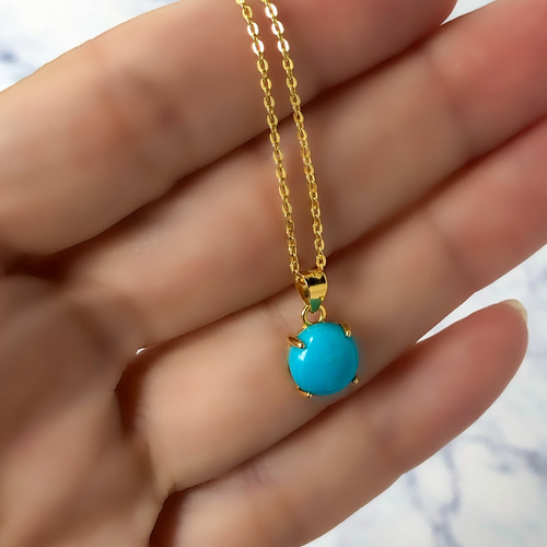 【激レア未使用】ターコイズ　スリーピングビューティー　丸形ベビーネックレス3mm 激レア未使用】ターコイズ スリーピングビューティー 丸形ベビー