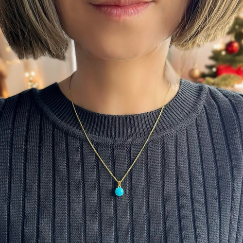 極美品✨スリーピングビューティーターコイズ 8㎜ 丸玉 ネックレス 925刻印 Creema限定Xmas冬ギフト】希少「スリーピングビューティーターコイズ